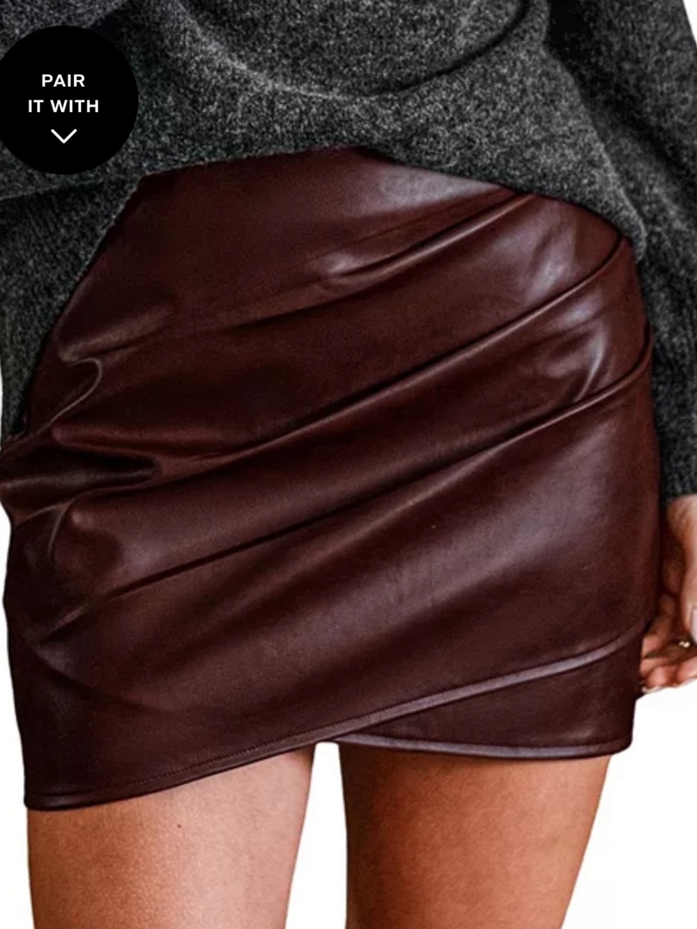 NWT Cupshe Burgundy Mini Skirt